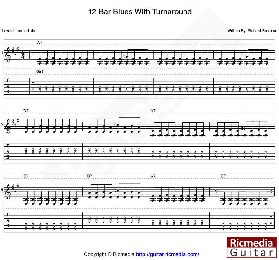 Twelve bar Blues lesson - Ricmedia Guitar