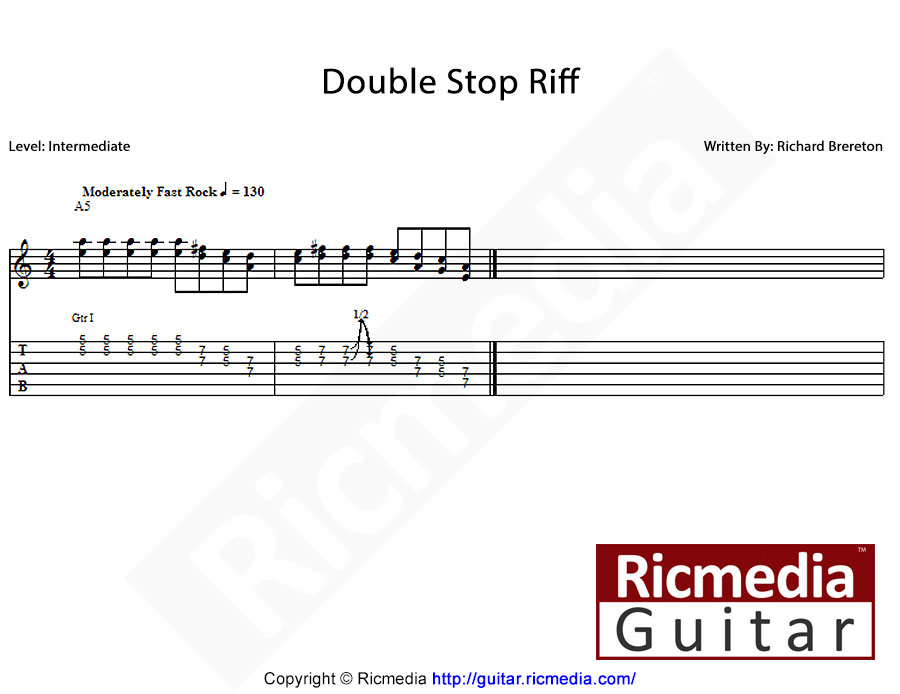 Double stop riff for guitar