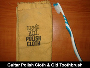 Guitar polish cloth & old toothbrush